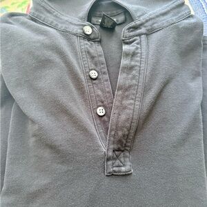 Express Black Henley Tee with Branded Neck Label